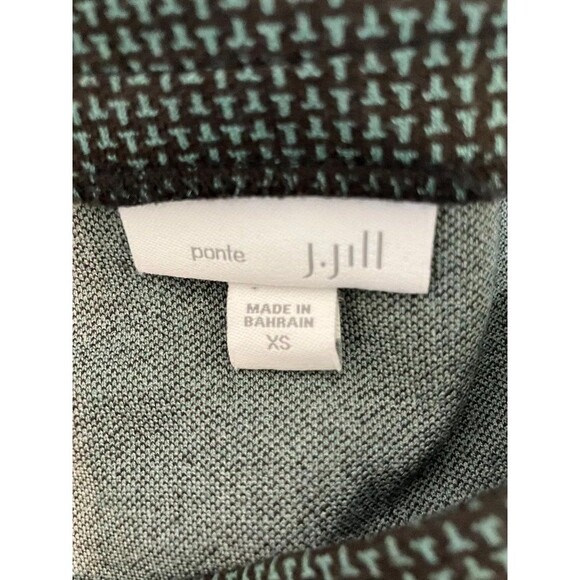 Women's J Jill XS Green Black Geometric Tunic Top Stretch Ponte 3/4 Sleeve - Picture 5 of 8